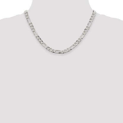 Sterlingsilber 7.0mm Leicht Flach Figaro Halskette