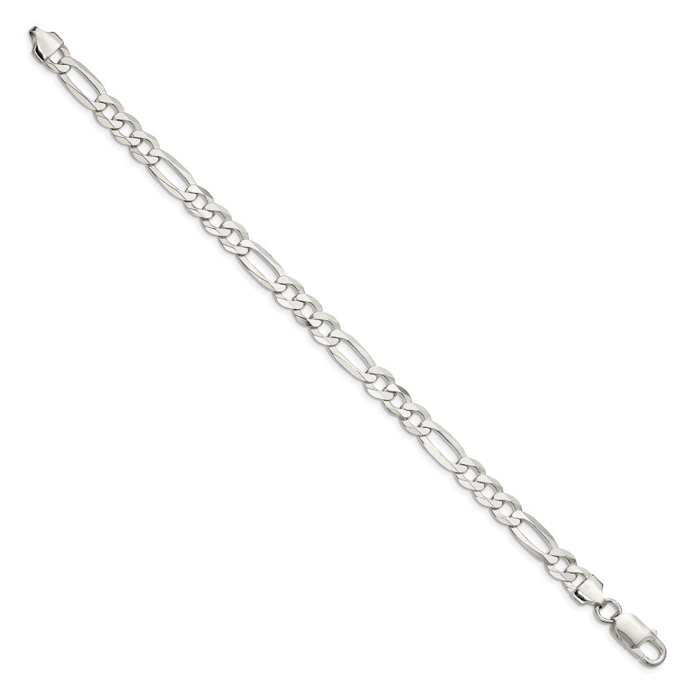 Sterlingsilber 7.0mm Leicht Flach Figaro Gliederarmband