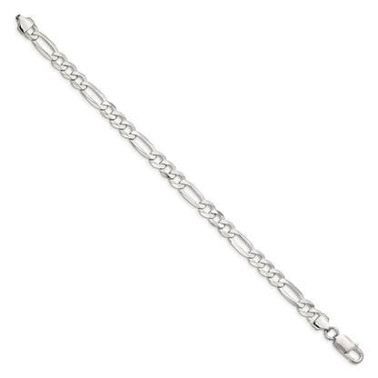 Sterlingsilber 7.0mm Leicht Flach Figaro Gliederarmband