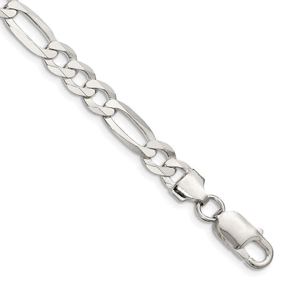 Sterlingsilber 7.0mm Leicht Flach Figaro Gliederarmband