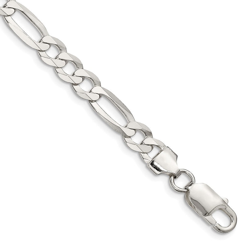 Sterlingsilber 7.0mm Leicht Flach Figaro Gliederarmband
