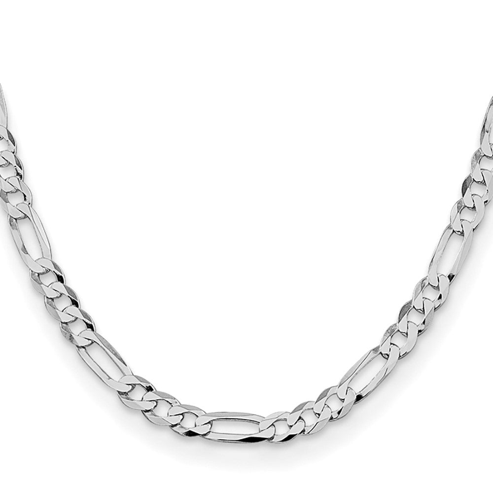 Sterlingsilber Rhodiniert 7.0mm Leicht Flach Figaro Halskette