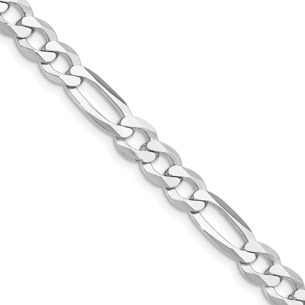 Sterlingsilber Rhodiniert 7.0mm Leicht Flach Figaro Halskette