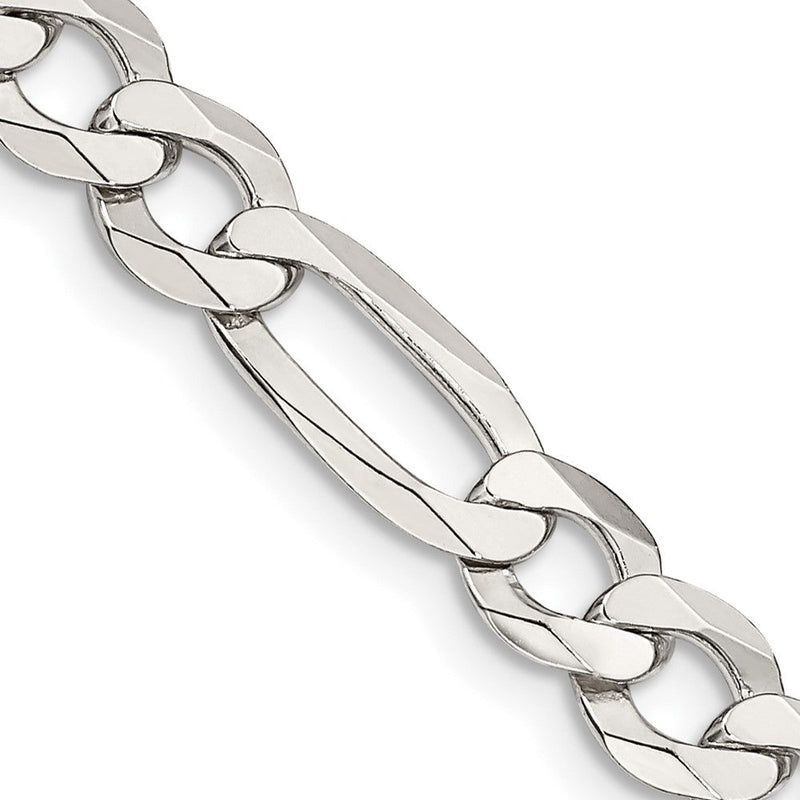 Sterlingsilber 7.0mm Leicht Flach Figaro Halskette