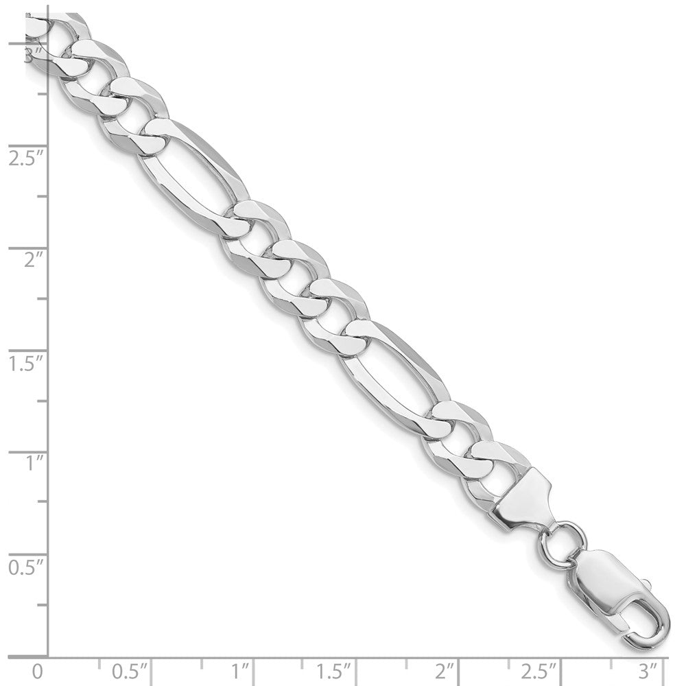Sterlingsilber Rhodiniert 8.5mm Leicht Flach Figaro Gliederarmband