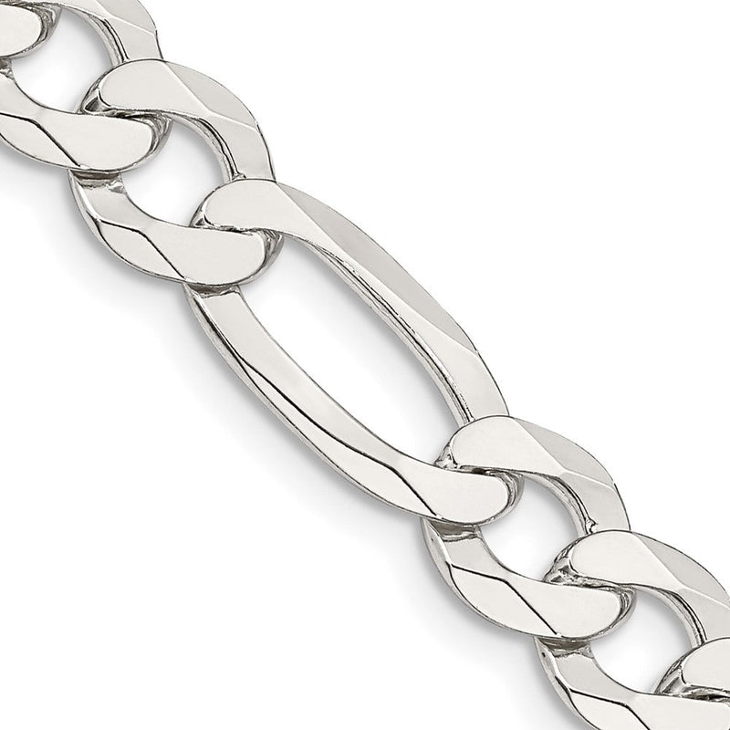 Sterlingsilber 8.5mm Leicht Flach Figaro Halskette
