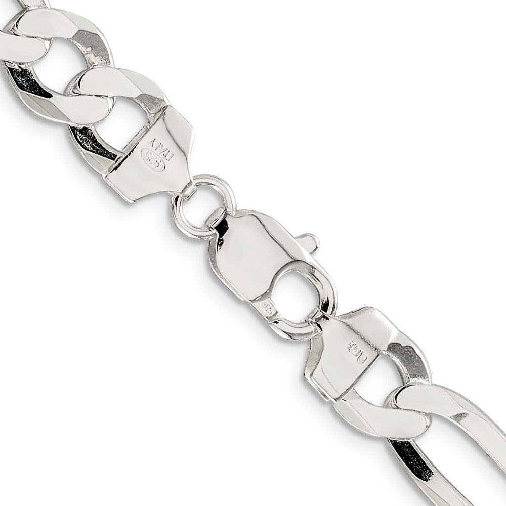 Sterlingsilber 9.7mm Leicht Flach Figaro Halskette