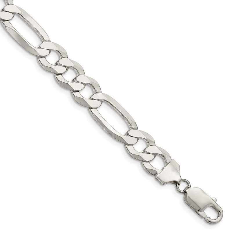 Sterlingsilber 9.7mm Leicht Flach Figaro Gliederarmband