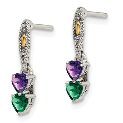 14K/silver Bicolor Sterlingsilber Antikisiert mit 14K 2-stone Mutter Ohrring
