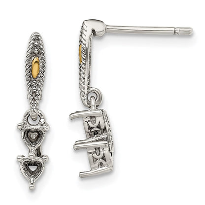 14K/silver Bicolor Sterlingsilber Antikisiert mit 14K 2-stone Mutter Ohrring