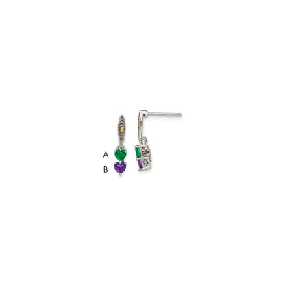 14K/silver Bicolor Sterlingsilber Antikisiert mit 14K 2-stone Mutter Ohrring