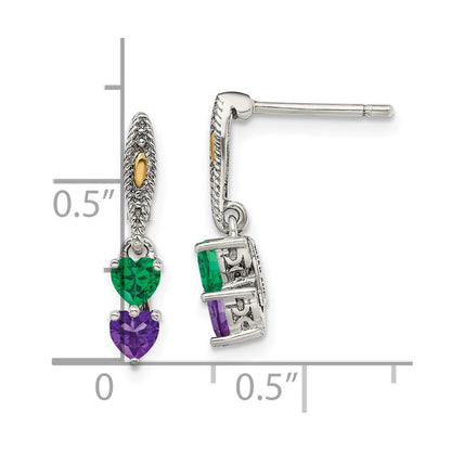 14K/silver Bicolor Sterlingsilber Antikisiert mit 14K 2-stone Mutter Ohrring