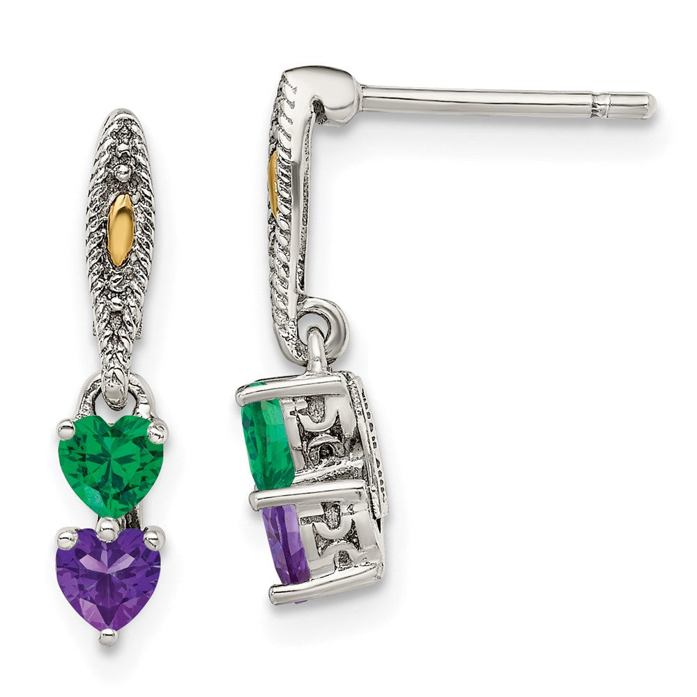 14K/silver Bicolor Sterlingsilber Antikisiert mit 14K 2-stone Mutter Ohrring