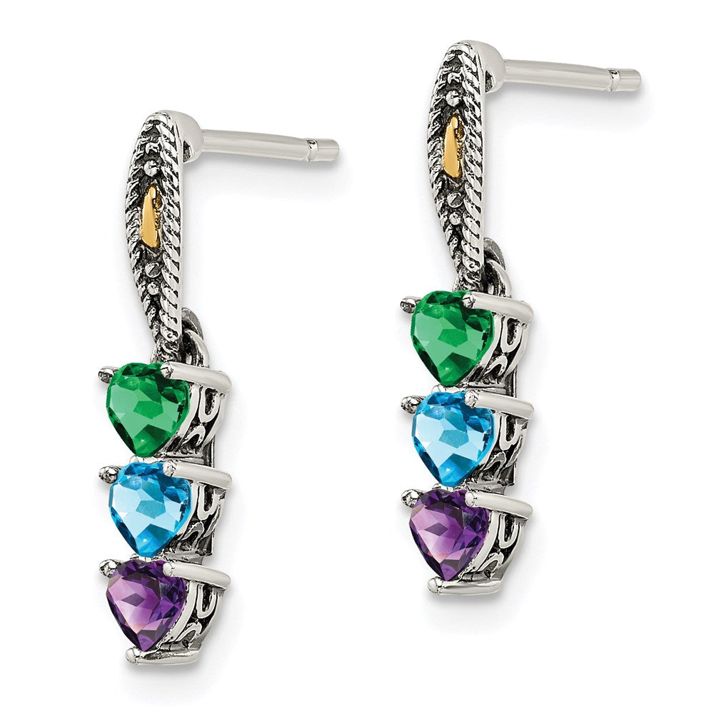 14K/silver Bicolor Sterlingsilber Antikisiert mit 14K 3-stone Mutter Ohrring