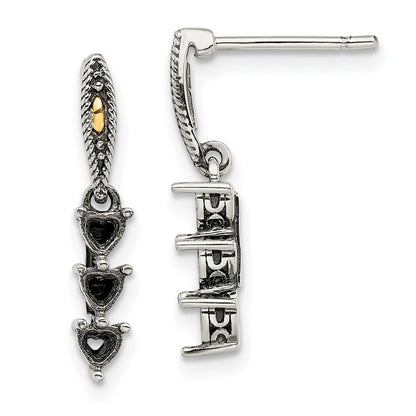 14K/silver Bicolor Sterlingsilber Antikisiert mit 14K 3-stone Mutter Ohrring