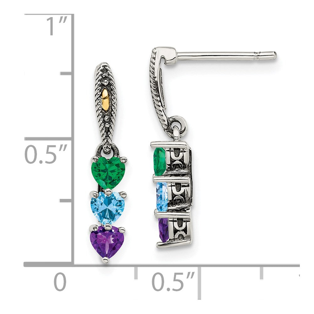 14K/silver Bicolor Sterlingsilber Antikisiert mit 14K 3-stone Mutter Ohrring