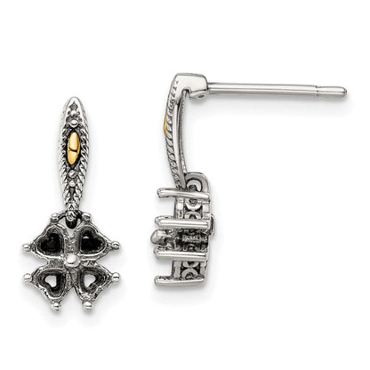 14K/silver Bicolor Sterlingsilber Antikisiert mit 14K 4-stone Mutter Ohrring