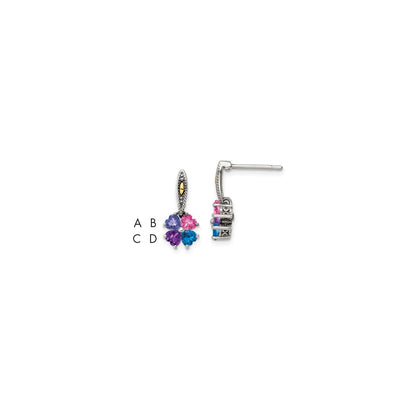 14K/silver Bicolor Sterlingsilber Antikisiert mit 14K 4-stone Mutter Ohrring