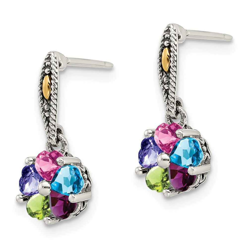 14K/silver Bicolor Sterlingsilber Antikisiert mit 14K 5-stone Mutter Ohrring
