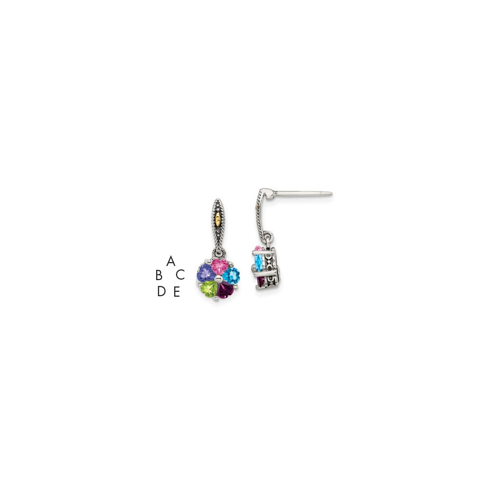 14K/silver Bicolor Sterlingsilber Antikisiert mit 14K 5-stone Mutter Ohrring