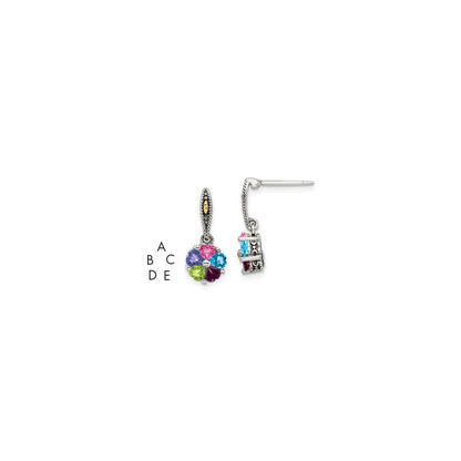 14K/silver Bicolor Sterlingsilber Antikisiert mit 14K 5-stone Mutter Ohrring