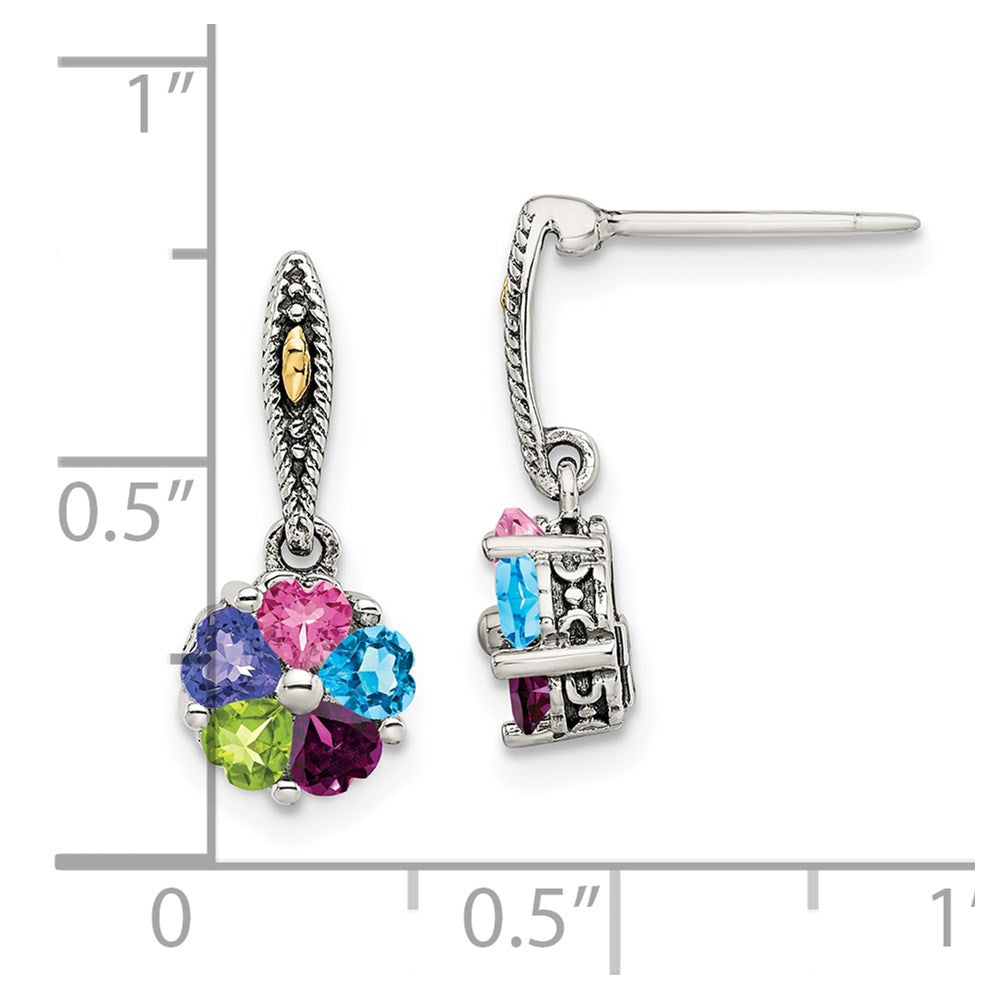 14K/silver Bicolor Sterlingsilber Antikisiert mit 14K 5-stone Mutter Ohrring
