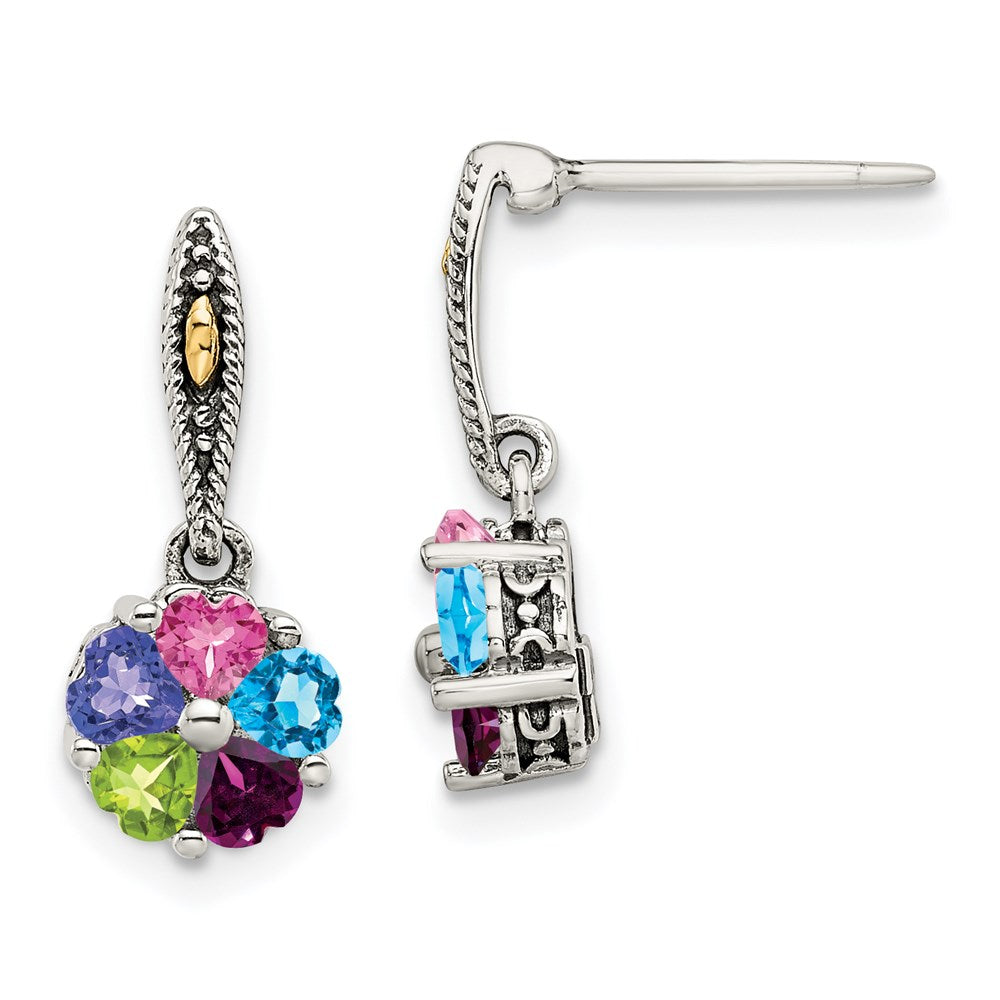 14K/silver Bicolor Sterlingsilber Antikisiert mit 14K 5-stone Mutter Ohrring