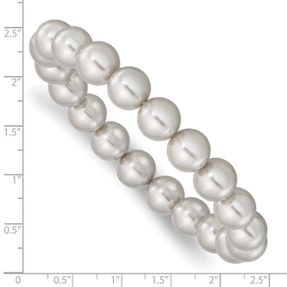 Mode Majestik 10-11mm Grau Imitat Muschel Perle Dehnbar Armband