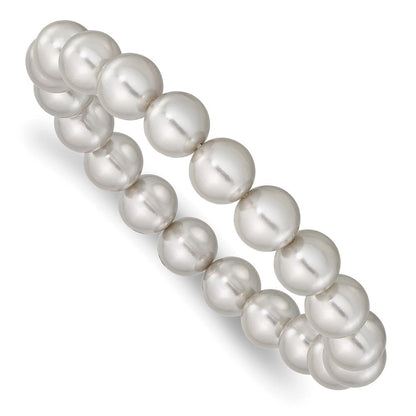 Mode Majestik 10-11mm Grau Imitat Muschel Perle Dehnbar Armband