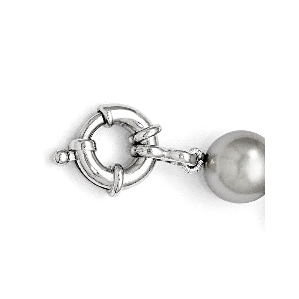 7.5 Zoll Majestik Sterlingsilber Rhodiniert 10-11mm Grau Imitat Muschel Perle Hand-knotted Armband