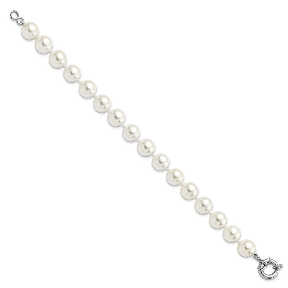 7.5 Zoll Majestik Sterlingsilber Rhodiniert 10-11mm Imitat Muschel Perle Hand-knotted Armband