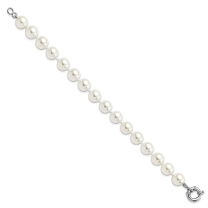 7.5 Zoll Majestik Sterlingsilber Rhodiniert 10-11mm Imitat Muschel Perle Hand-knotted Armband