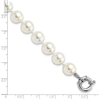 7.5 Zoll Majestik Sterlingsilber Rhodiniert 10-11mm Imitat Muschel Perle Hand-knotted Armband
