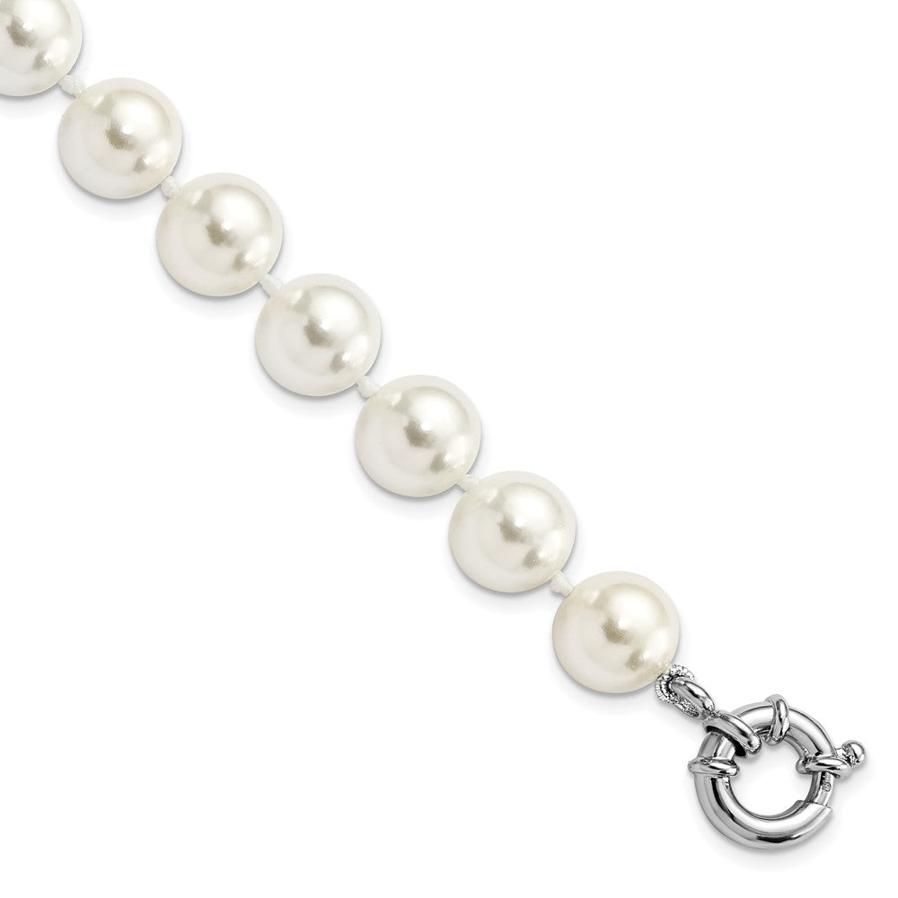 7.5 Zoll Majestik Sterlingsilber Rhodiniert 10-11mm Imitat Muschel Perle Hand-knotted Armband