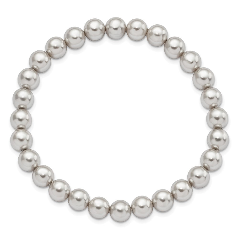 Mode Majestik 7-8mm Grau Imitat Muschel Perle Dehnbar Armband