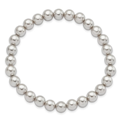 Mode Majestik 7-8mm Grau Imitat Muschel Perle Dehnbar Armband