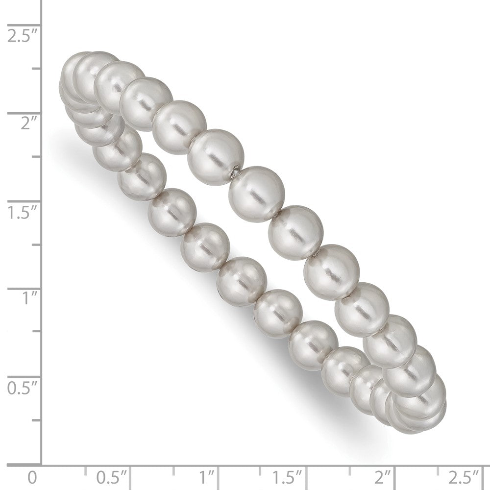 Mode Majestik 7-8mm Grau Imitat Muschel Perle Dehnbar Armband