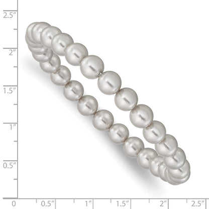 Mode Majestik 7-8mm Grau Imitat Muschel Perle Dehnbar Armband