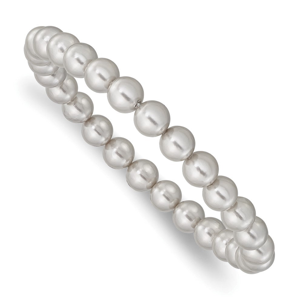Mode Majestik 7-8mm Grau Imitat Muschel Perle Dehnbar Armband