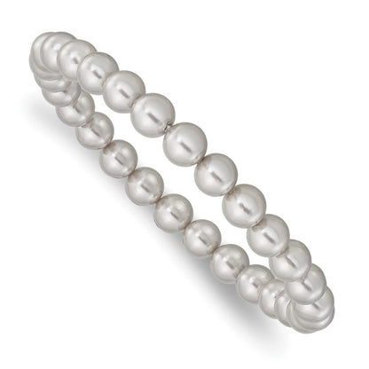 Mode Majestik 7-8mm Grau Imitat Muschel Perle Dehnbar Armband