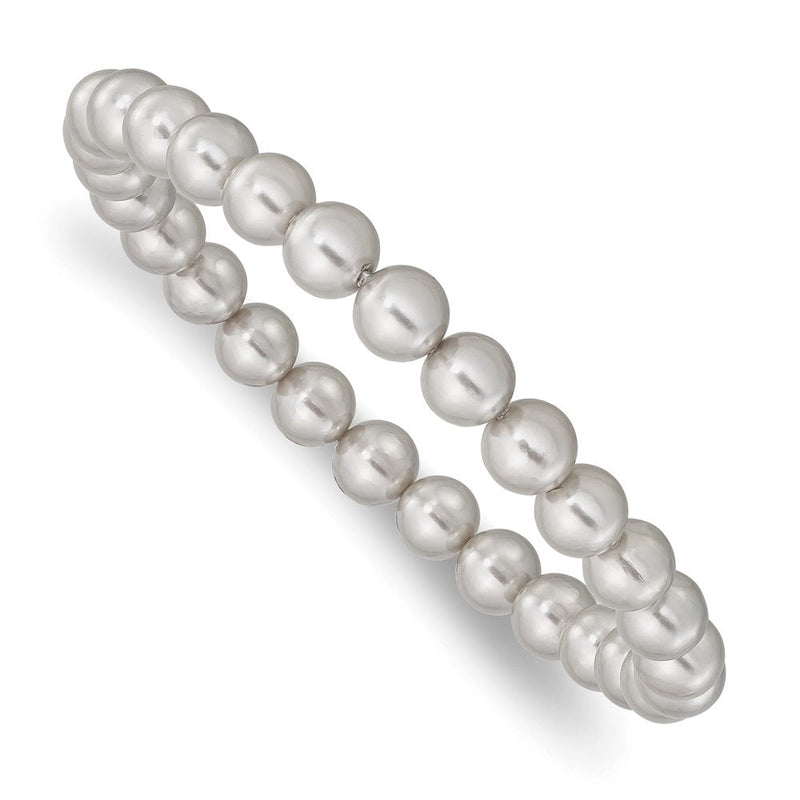 Mode Majestik 7-8mm Grau Imitat Muschel Perle Dehnbar Armband