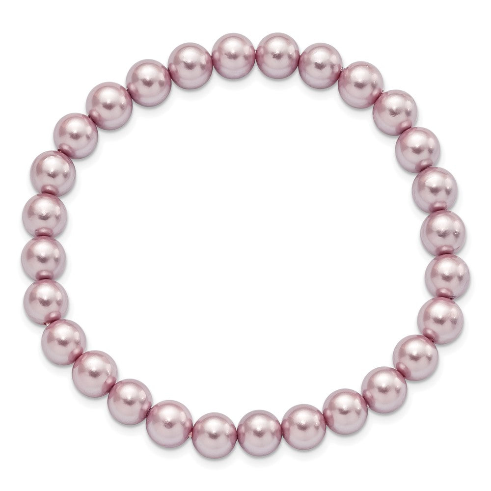 Mode Majestik 7-8mm Lila Imitat Muschel Perle Dehnbar Armband