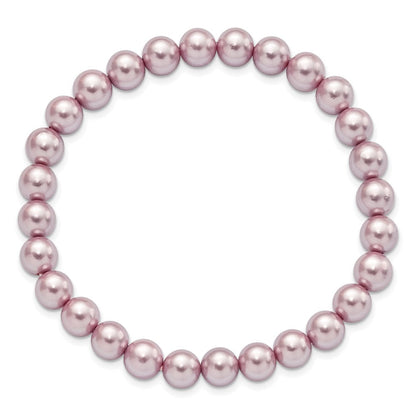 Mode Majestik 7-8mm Lila Imitat Muschel Perle Dehnbar Armband