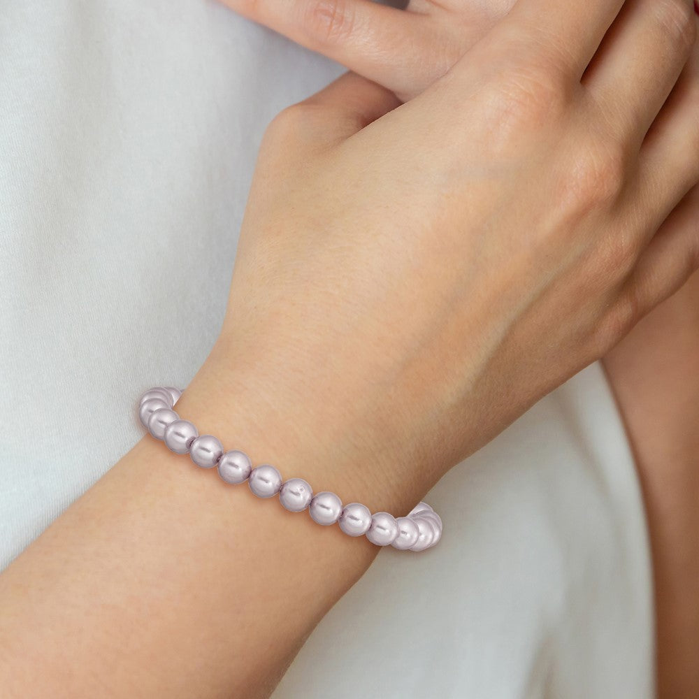 Mode Majestik 7-8mm Lila Imitat Muschel Perle Dehnbar Armband
