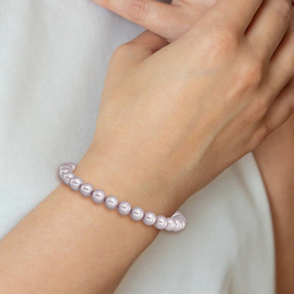 Mode Majestik 7-8mm Lila Imitat Muschel Perle Dehnbar Armband