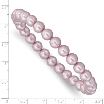 Mode Majestik 7-8mm Lila Imitat Muschel Perle Dehnbar Armband