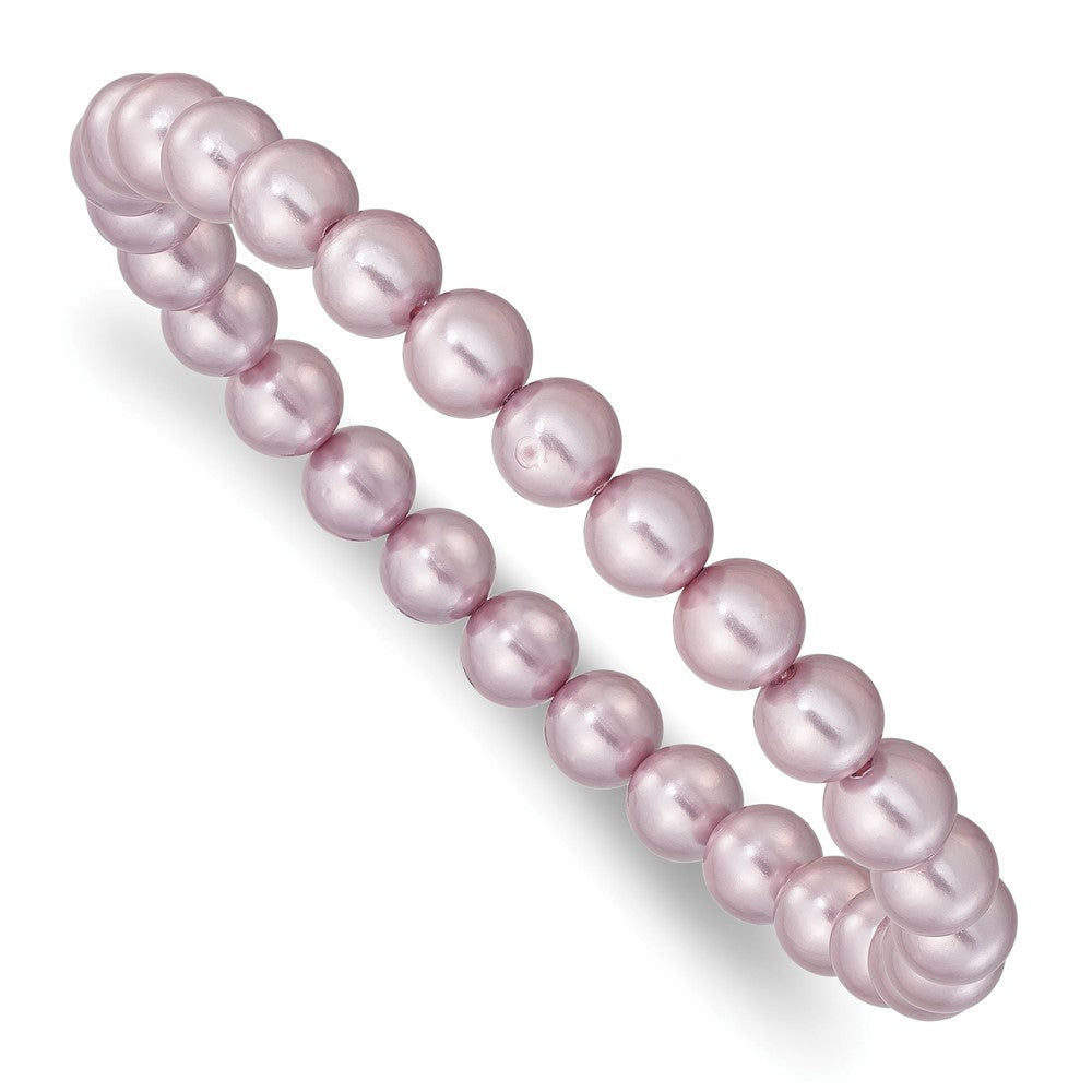 Mode Majestik 7-8mm Lila Imitat Muschel Perle Dehnbar Armband