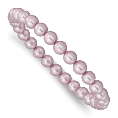 Mode Majestik 7-8mm Lila Imitat Muschel Perle Dehnbar Armband