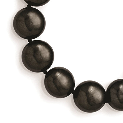 Sterlingsilber S Majestik Rhodiniert-pl 14-15mm Münze Blk Imitat Muschel Perle Zirkonia Verschluss Brac