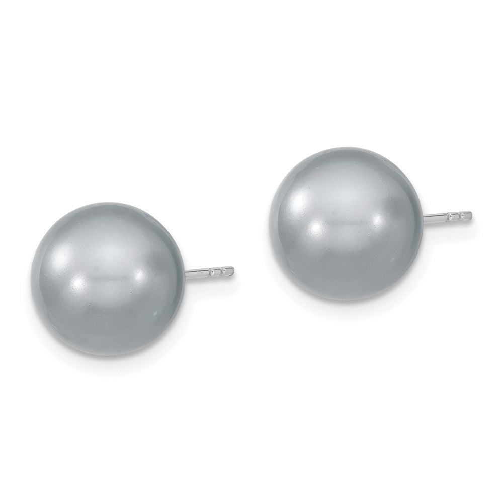 Sterlingsilber Majestik Rhodiniert 10-11mm Grau Imitat Muschel Perle Ohrstecker